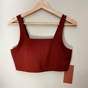 Girlfriend Collective Red Orange Tommy Cropped Sports Bra Size Large